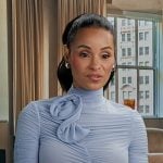 Sai’s blue gathered confessional top on The Real Housewives of New York City Sai’s blue gathered confessional top on The Real Housewives of New York City