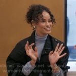 Sai’s light blue sheer turtleneck on The Real Housewives of New York City Sai’s light blue sheer turtleneck on The Real Housewives of New York City