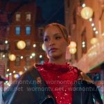 Sai’s red sequin dress on The Real Housewives of New York City Sai’s red sequin dress on The Real Housewives of New York City