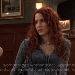 Sally’s grey acid wash top on The Young and the Restless Sally’s grey acid wash top on The Young and the Restless