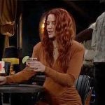 Sally’s orange v-neck long sleeve maxi dress on The Young and the Restless Sally’s orange v-neck long sleeve maxi dress on The Young and the Restless
