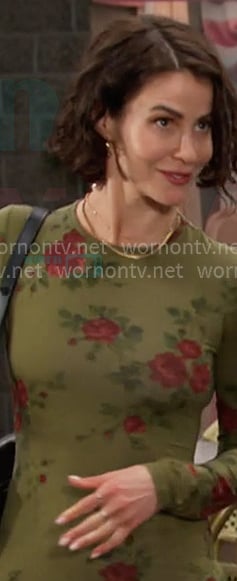 Sarah’s green rose print maxi dress on Days of our Lives Sarah’s green rose print maxi dress on Days of our Lives