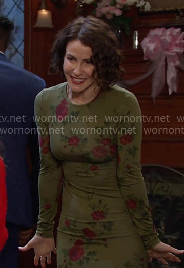 Sarah’s green rose print maxi dress on Days of our Lives