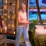 Sara’s beige turtleneck top and floral pants on The View Sara’s beige turtleneck top and floral pants on The View