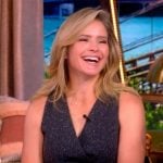 Sara’s gray wrap top and pants on The View Sara’s gray wrap top and pants on The View