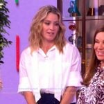 Sara’s white short sleeve tie neck top on The View Sara’s white short sleeve tie neck top on The View