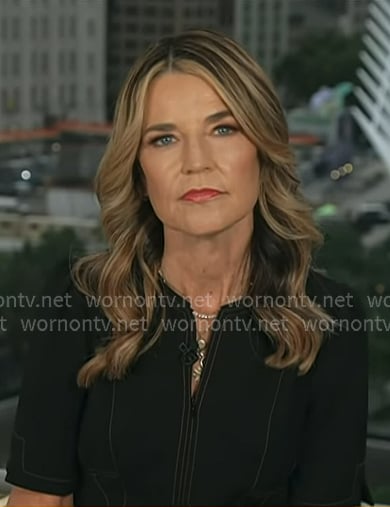 Savannah's black dress with red stitching on Today