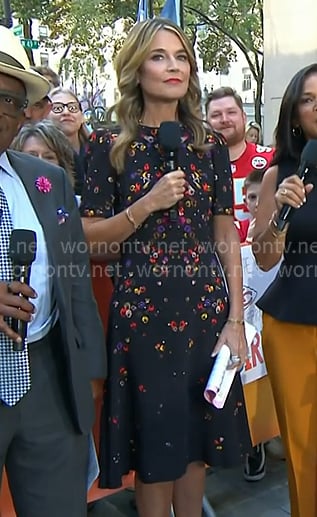 Savannah's black pansy print dress on Today
