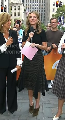 Savannah's grey zebra print skirt on Today