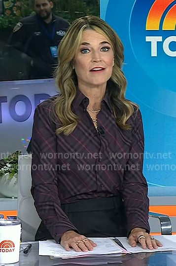 Savannah’s plaid button down shirt and black skirt on Today