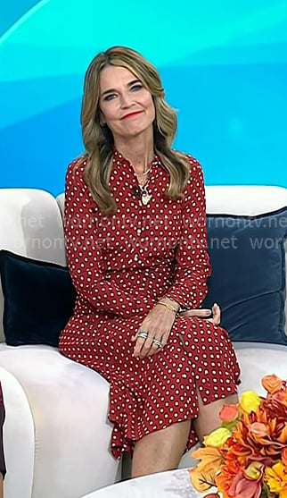 Savannah's red polka dot shirtdress on Today