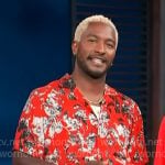 Scott's red floral short sleeve shirt on Access Hollywood