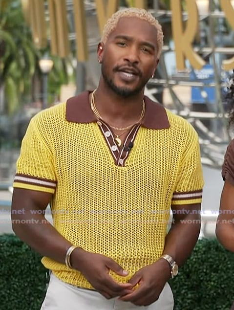 Scott’s yellow knit polo on Access Hollywood Scott’s yellow knit polo on Access Hollywood