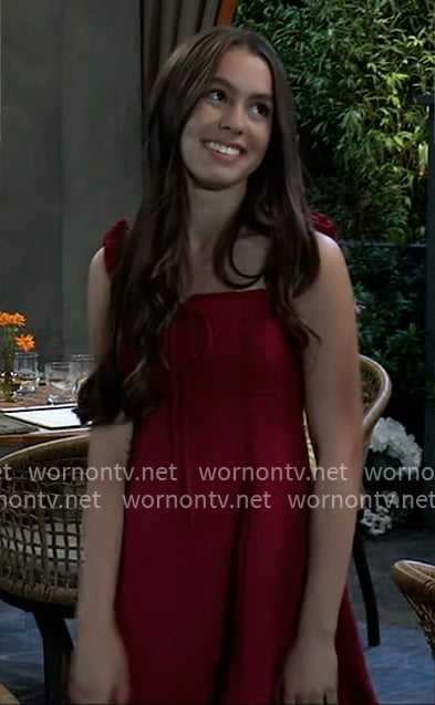Scout's red ruffle hem mini dress on General Hospital Scout's red ruffle hem mini dress on General Hospital