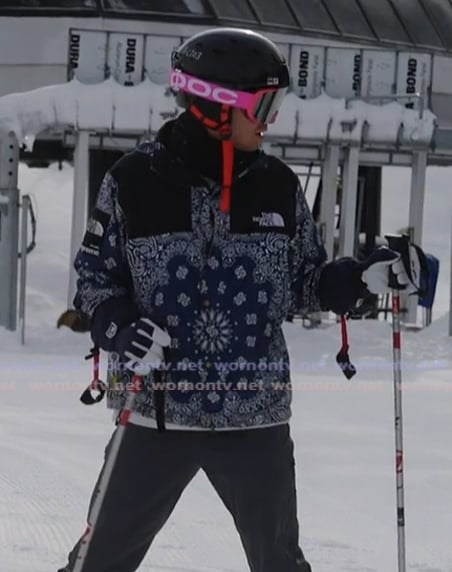 Shai's blue bandana print ski jacket on Next Gen NYC