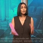 Shanelle Kaul’s long brown vest top on CBS Mornings Shanelle Kaul’s long brown vest top on CBS Mornings