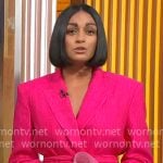 Shanelle Kaul’s pink belted blazer on CBS Mornings