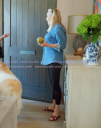 Shannon’s brown leather sandals on The Real Housewives of Orange County