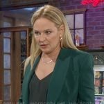 Sharon's dark green blazer on The Young and the Restless