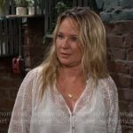 Sharon’s white embroidered top on The Young and the Restless Sharon’s white embroidered top on The Young and the Restless