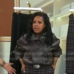 Sheinelee's brown leather jacket and plaid skirt on Today Sheinelee's brown leather jacket and plaid skirt on Today