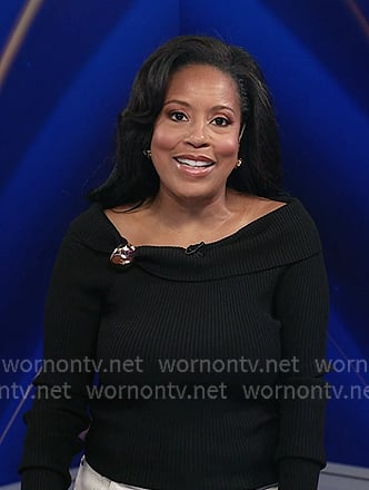 Sheinelle’s black ribbed off-shoulder top on Today