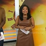 Sheinelle's brown sleeveless leather dress on Today Sheinelle's brown sleeveless leather dress on Today