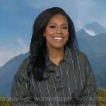 Sheinelle's brown striped mini shirtdress on Today