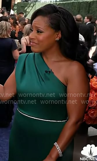 Sheinelle's green one-shoulder gown on Today