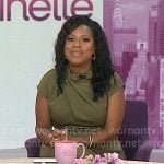 Sheinelle's khaki green gathered dress on Today