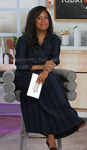 Sheinelle's navy grid check blouse and skirt on Today
