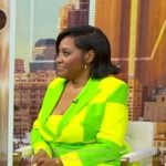 Sherri Shepherd’s green checkerboard blazer and skirt on Good Morning America Sherri Shepherd’s green checkerboard blazer and skirt on Good Morning America