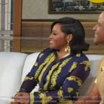 Sherri Shepherd’s navy baroque print dress on Good Morning America Sherri Shepherd’s navy baroque print dress on Good Morning America