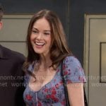 Stephanie’s blue floral sweetheart dress on Days of our Lives