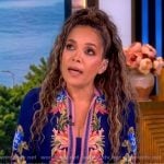 Sunny’s blue floral embroidered dress on The View