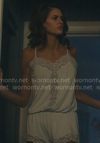 Susan’s blue lace trim romper on The Shards