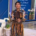 Tamron's belt print tie neck shirtdress on Tamron Hall Show Tamron's belt print tie neck shirtdress on Tamron Hall Show