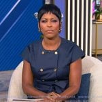 Tamron's blue double breasted dress on Tamron Hall Show Tamron's blue double breasted dress on Tamron Hall Show
