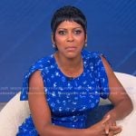 Tamron's blue floral print gathered dress on Tamron Hall Show