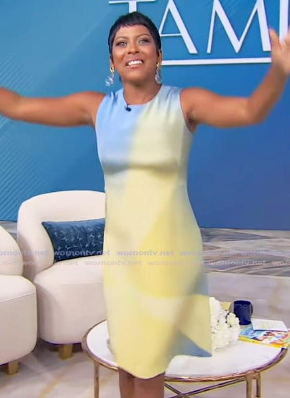 Tamron’s blue ombre mini dress on Tamron Hall Show Tamron’s blue ombre mini dress on Tamron Hall Show