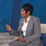 Tamron's gray double breasted blazer and pants on Tamron Hall Show Tamron's gray double breasted blazer and pants on Tamron Hall Show