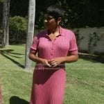 Tamron’s pink ribbed dress on Tamron Hall Show Tamron’s pink ribbed dress on Tamron Hall Show