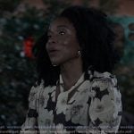 Tash’s floral tie neck blouse on All American