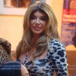 Teresa's leopard print strappy dress on The Real Housewives Ultimate Girls Trip Teresa's leopard print strappy dress on The Real Housewives Ultimate Girls Trip