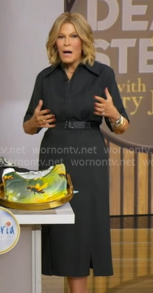 Tory's black belted denim dress on Good Morning America Tory's black belted denim dress on Good Morning America