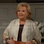 Traci’s cream floral kimono on The Young and the Restless Traci’s cream floral kimono on The Young and the Restless