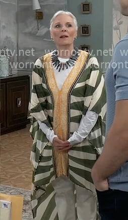 Tracy’s green striped kaftan on General Hospital Tracy’s green striped kaftan on General Hospital