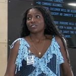 Trina’s blue mixed polka dot cami top on General Hospital Trina’s blue mixed polka dot cami top on General Hospital