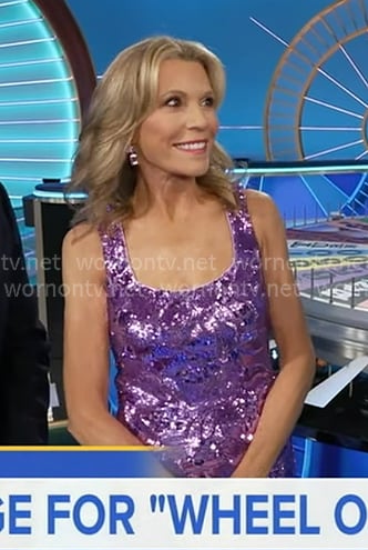 Vanna White’s purple sequin maxi dress on Good Morning America