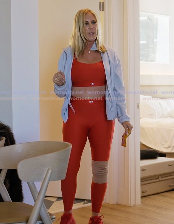 Vicki’s red sports bra and leggings on The Real Housewives Ultimate Girls Trip Vicki’s red sports bra and leggings on The Real Housewives Ultimate Girls Trip